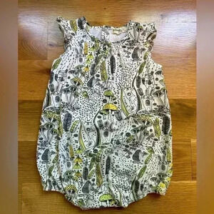 The Bonnie Mob Wilderness Frill Sleeve Romper-Green